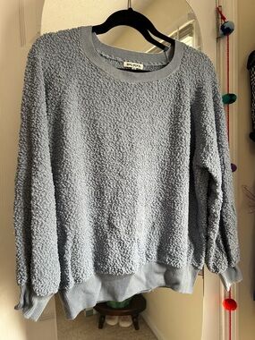 Rag Poets Light Blue Textured Crewneck Sweater